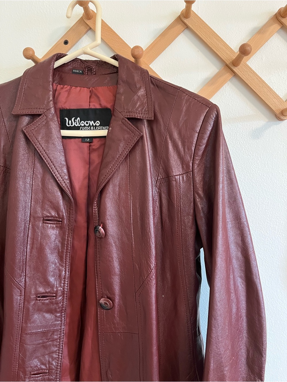Wilson Burgundy Leather Trench Coat - Picture 2 of 4